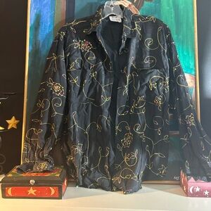 Vintage 80s 90s Together Multicolor Embroidered Sequinned Blouse M/L